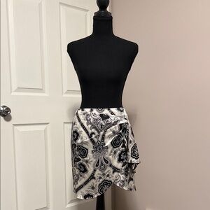 Caroline Constas Elegant Black and White Paisley Skirt